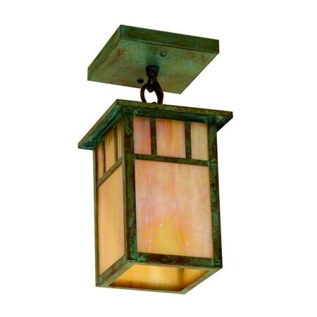 Arroyo Craftsman 4" Huntington One Light Ceiling Mount Without Overlay (Empty), Pewter, Off White Glass HCM-4L/1EOF-P